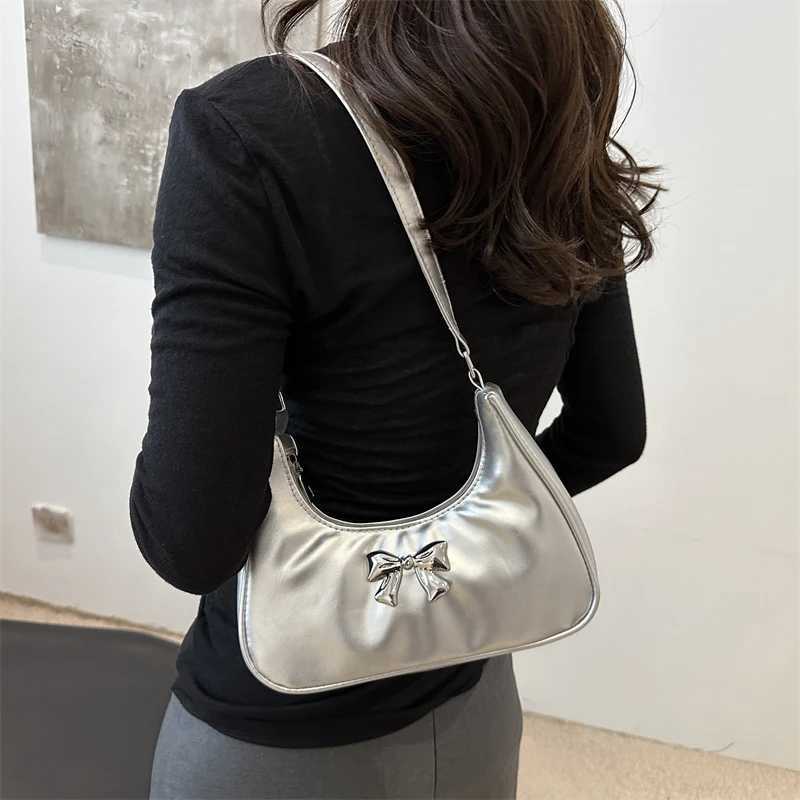 Bow Shoulder Bag Y2k Purse for Women Girls 00s 90s Mini Underarm Bag Luxury Handbag Chic Top Handle Hobo Clutch Bag Small Purse Y250303