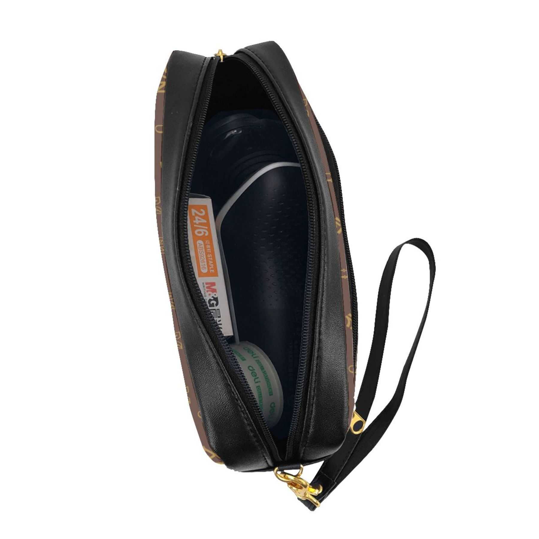 NXY Designer Makeup Bag Women Brown Wash Cosmetic Case Vintage Zipper Make Up Pochette Lady Toiletry Letter Makeup Bags Clutch Pouch