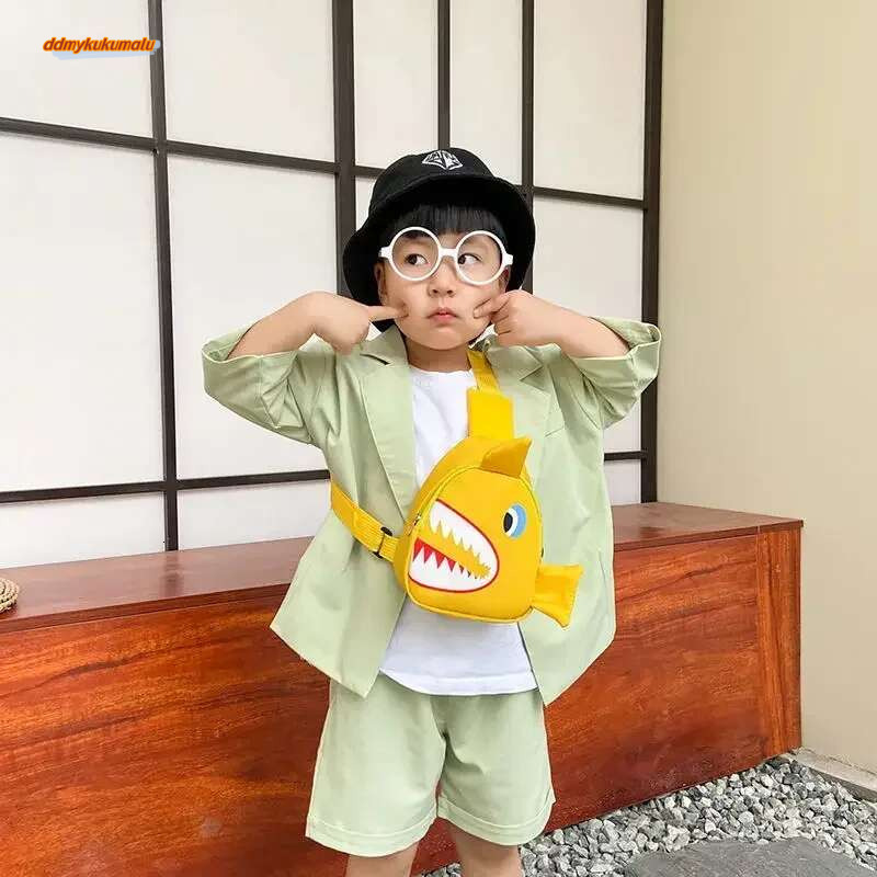 Pattern Children Waterproof Nylon Crossbody Chest Cartoon Shark Waist Bag for Boys Girls #ddmykukumalu