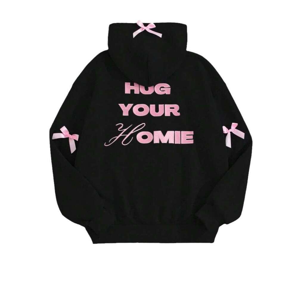 New autumn and winter letter embroidery trendy brand loose with bow decoration sweet hoodie batch