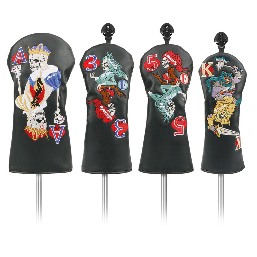 Golf Wooden Club Cover Club Hat Cover Exquisite Skull Playing Card Embroidered Head Protection Cover Selling 241115