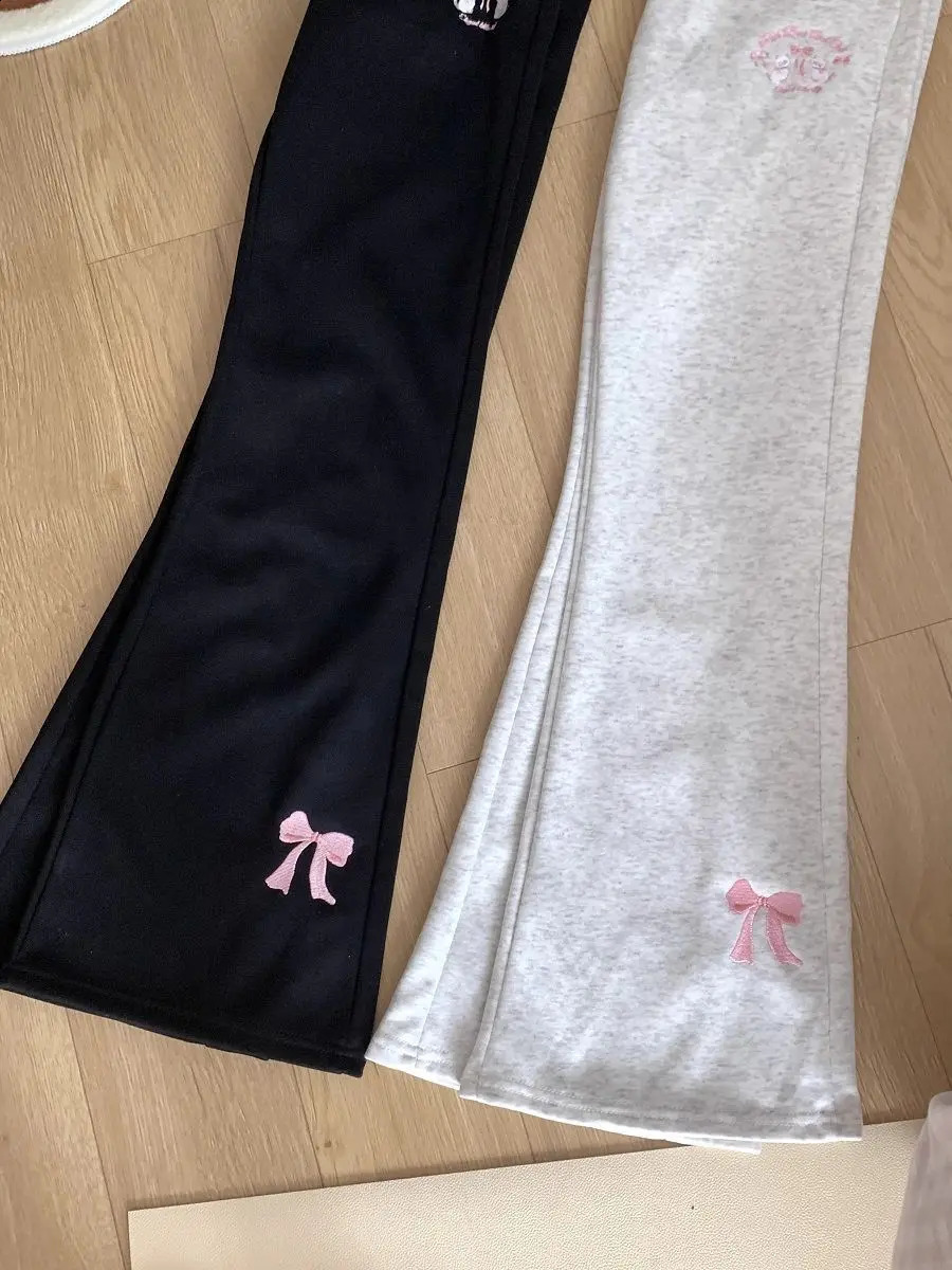 Autumn Winter High Waist Slim Pants Japanese Original Bow Y2k Aesthetic Sweet Girl Sweatpants Pantalones De Mujer w250228