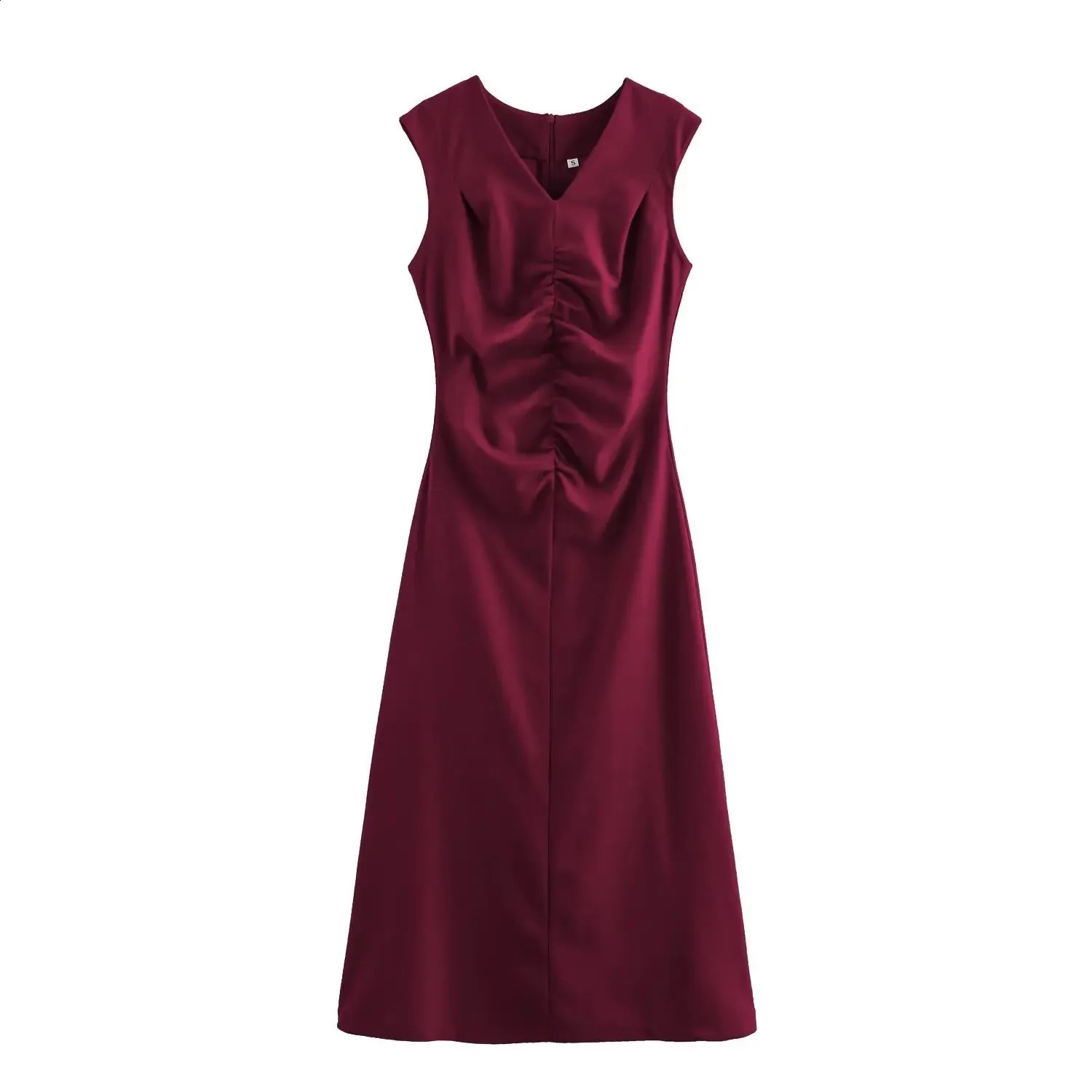 Trafshe Womens Sleeveless Folded MIDI Elegant Party Dress Vneck SpringSummer 250303Z