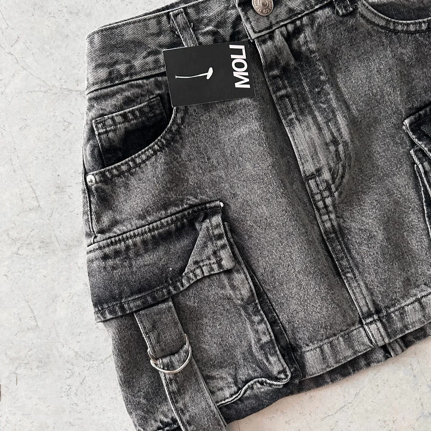 Y2k Fashion Womens Two Peice Sets Multiple Pockets Denim Skirt Sets Goth Straps Harajuku Casual Versatile Strap Streetwear 250228