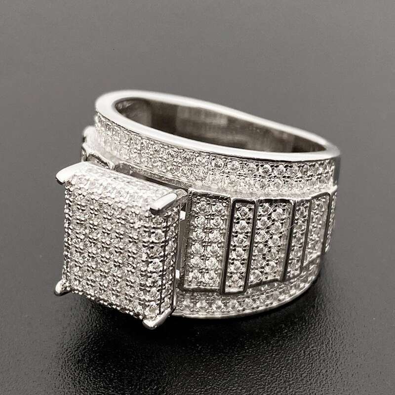 SierMax Hip Hop Full Moissanite Dia for Best Gift s Sterg Sier Jewelry Rings For Men Free Shipping