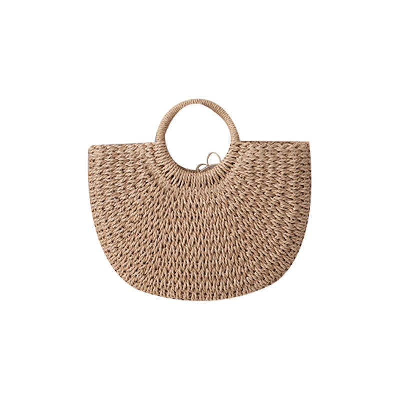 New Half Moon Handheld Women's Bag Straw Woven Bag Diagonal Span Small Bag Woven Bag Beach Bag Shoulder Bag