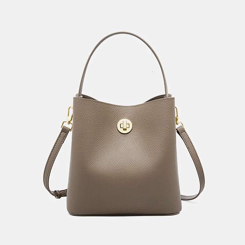 Cowhide Genuine Leather Bucket Small Shoulder Crossbody Bags For Women 2025 Trend Designer Top Handle Ladies Handbags