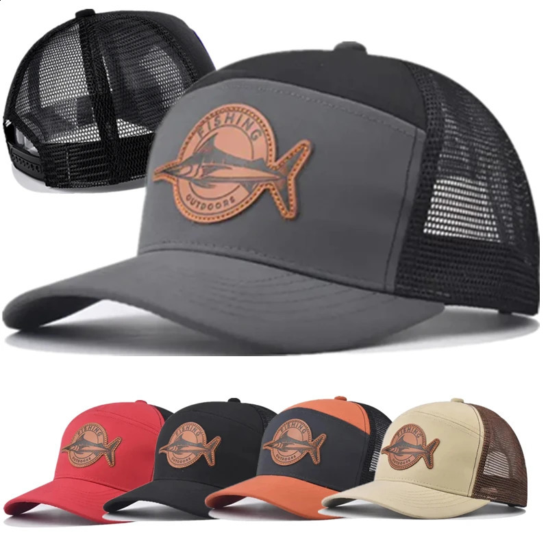 Unisex SevenPanel Style Trucker Hat Adjustable Baseball Cap Shark Pattern Patch Fishing 250228