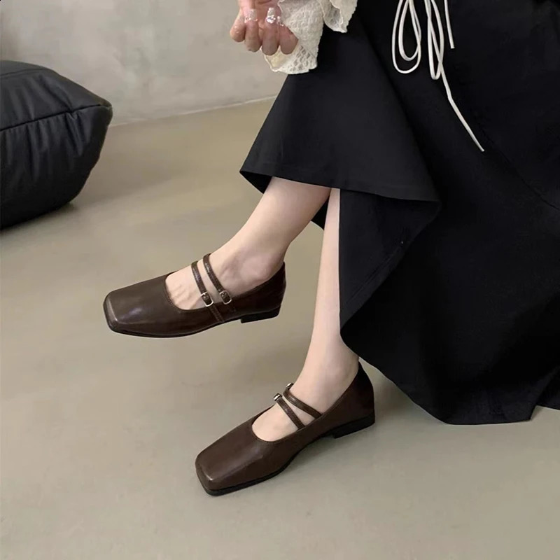 Spring/Summer Elegant Retro Mary Jane Casual Flat Shoes Fashion Soft Comfortable Ballet Shoes Women Chaussure Femme 250228