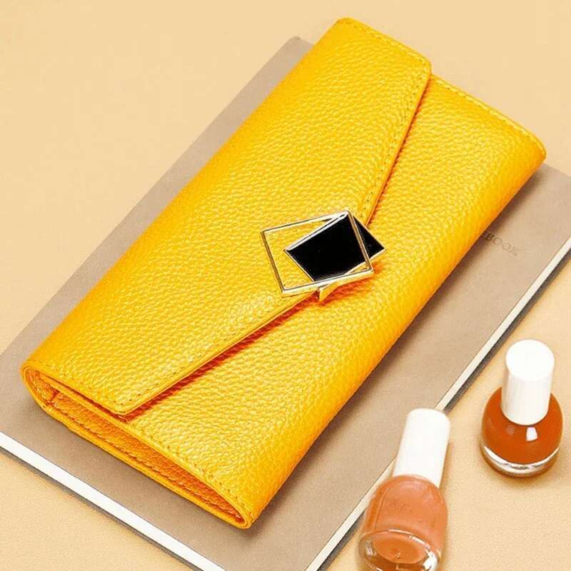 Women's Bags Designer WalletsMade of Genuine Leather Folding Long HighQuality Women's PursesCoin Pocket RFID Card Holder Clutch Bag