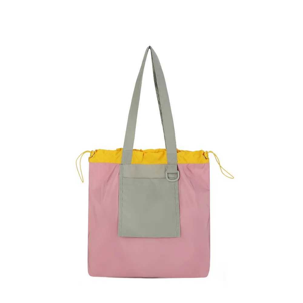 New Arrival Colorful Foldable Shopping Bag Large Capacity Reusable Pocket Handbag Environment-Friendly Waterproof Drawstring Tote Bag T250303