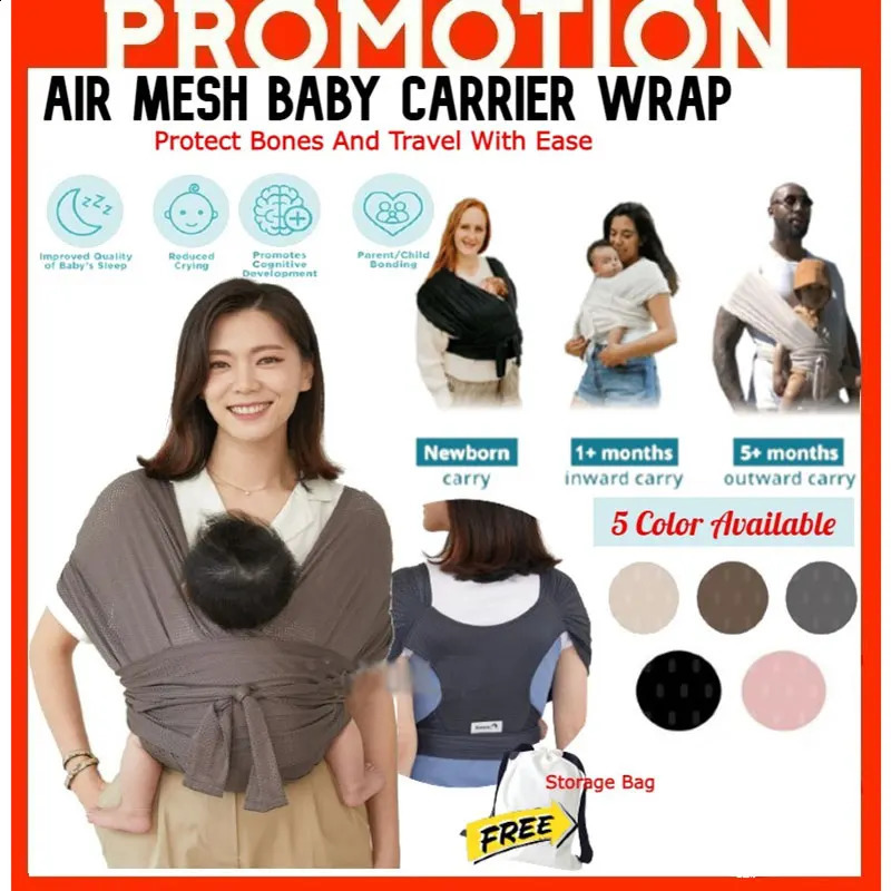 Baby Wrap born Nursing Towel Easy to Wear Sling Infant Breathable Hipseat Gridding Cloth Air Mesh 250221