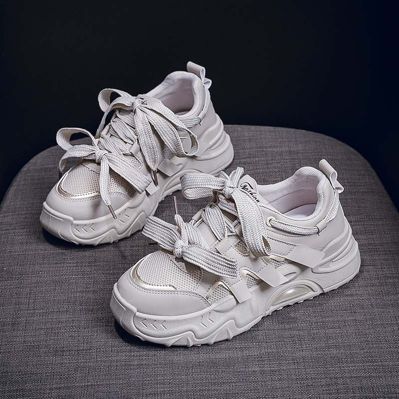 Fashion New Product Designer 2025 White Shoes Bow New Women's Sports Running Leisure Thick Soled Height Increasing Board Shoes