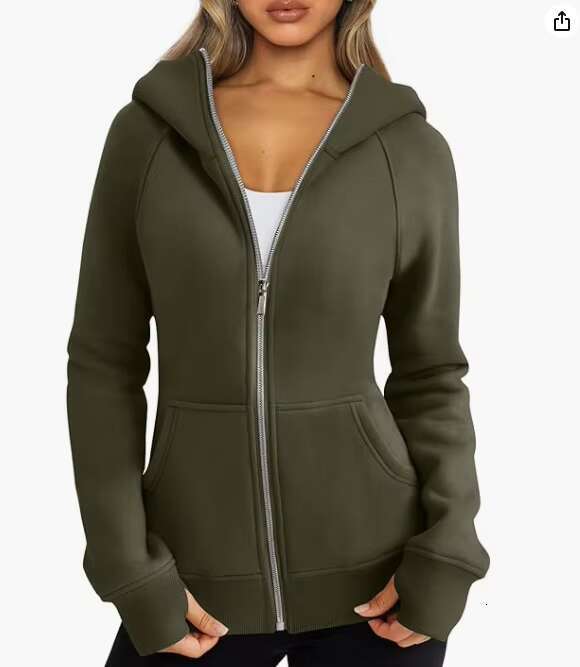 Casual Zip-Up Hoodie With Long Sleeves Anti-Wrinkle And Ed Women's Jacket