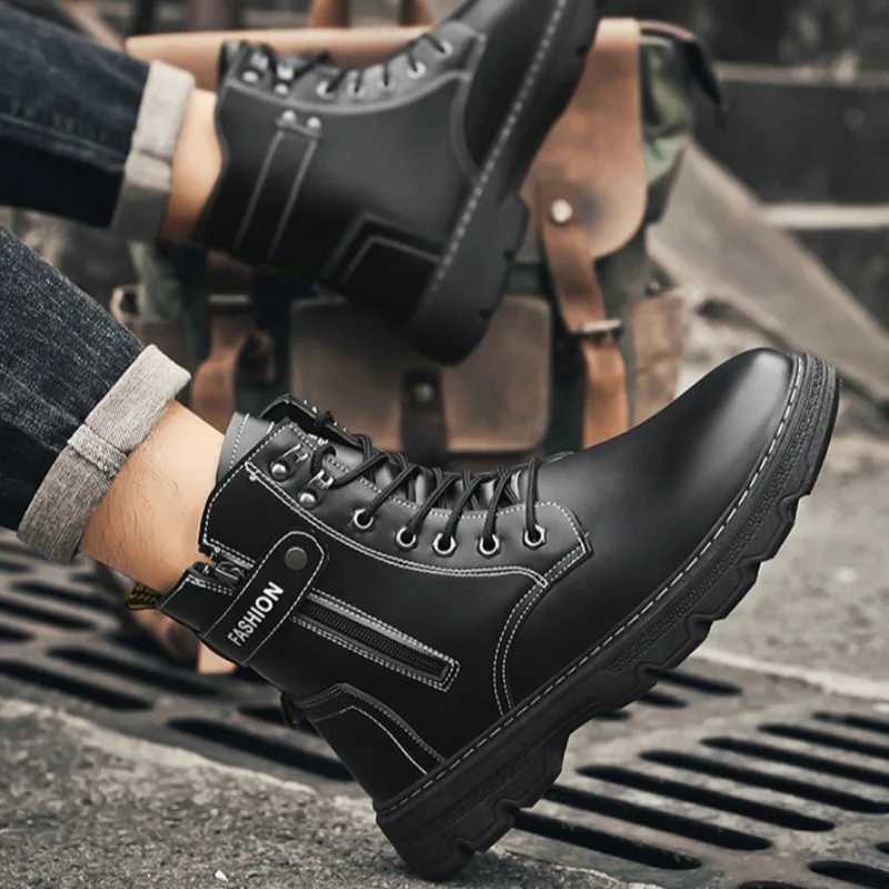 Luxury Mens Ankle Boots Autumn New Anti slip Desert Boots Outdoor Zipper Climbing Shoes Work Boots Botas Hombre Z250303