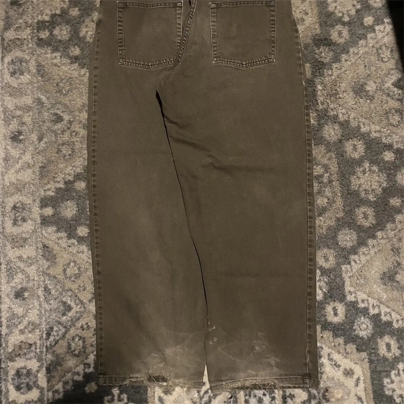 Harajuku Polar Big Boy Baggy Jeans Y2K Pants Gothic Graphic Brown Embroidery High Waist Jeans Wide Trousers Men Clothing 250228