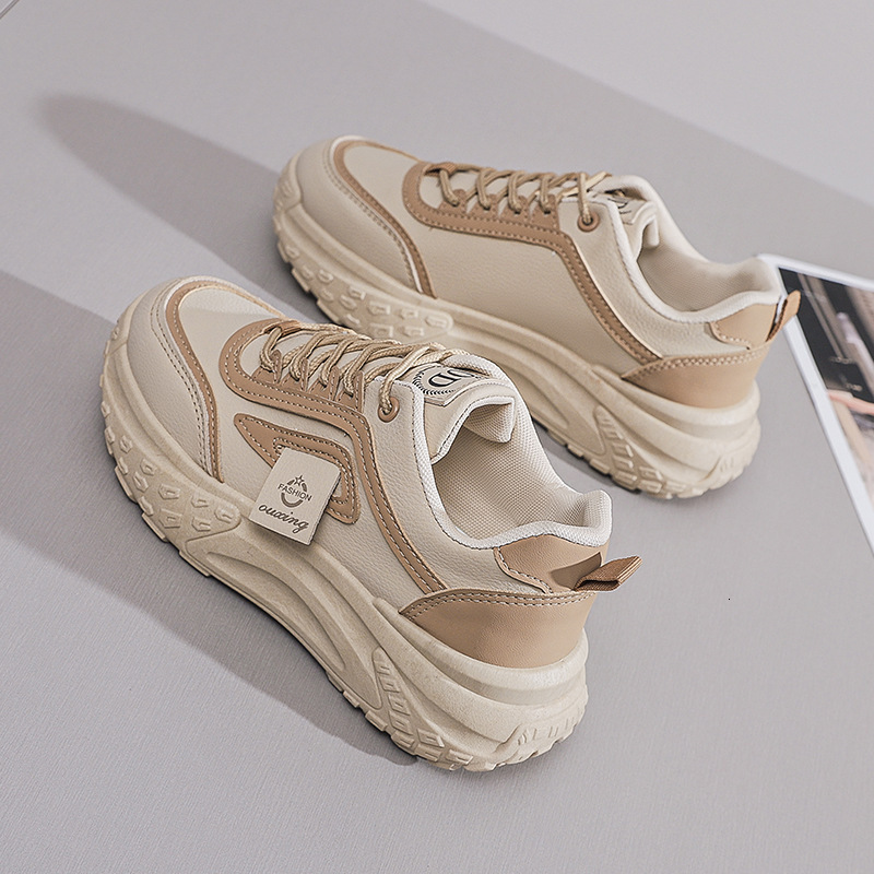 White Shoes With Thick Sole Designer s New Leather Soft Sole For Training And Running In 2025 Thick Sole For Increasing Height Casual Women s Running 