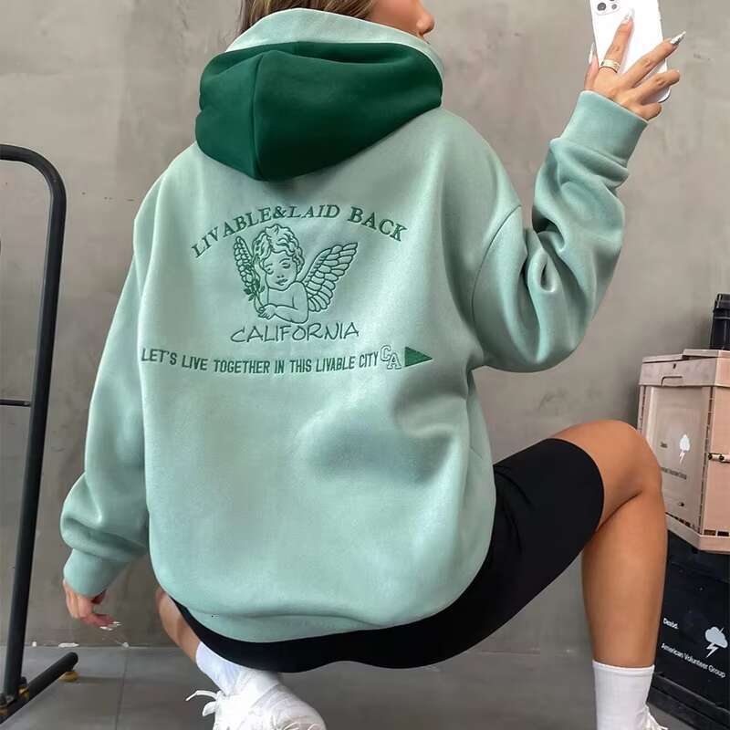 Custom French Terry Hoodies Women's Streetwear High Quality Essentials Drop Shoulder Embroidered Hoodie