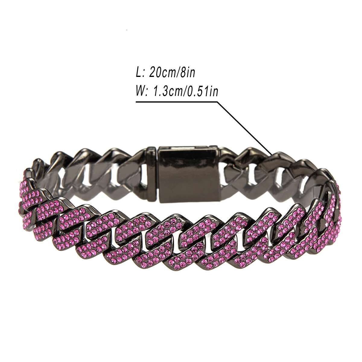 Purple Color Iced Out Cuban k chain for Teen Men and Women, 13MM Hip hop Classic Necklace Nightclub Rock Party Accessory