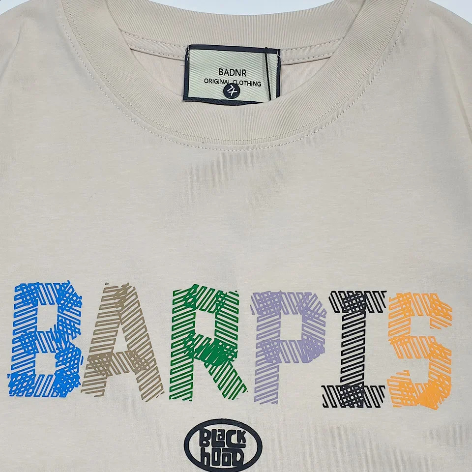 Trendy BARPIS Letter Print T-Shirts Street Hip Hop O-Neck Mens T Shirt Harajuku Casual Cotton Short Sleeve Tee tops 250224