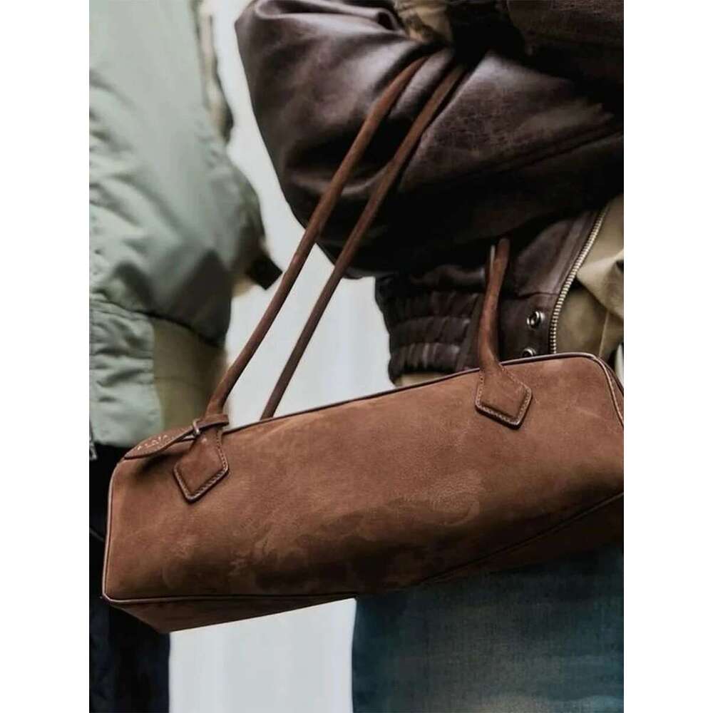 Vintage Women Underarm Bags Single Shoulder Female Genuine Leather Large Capacity Sausage Shape Handbag Bowg Bag