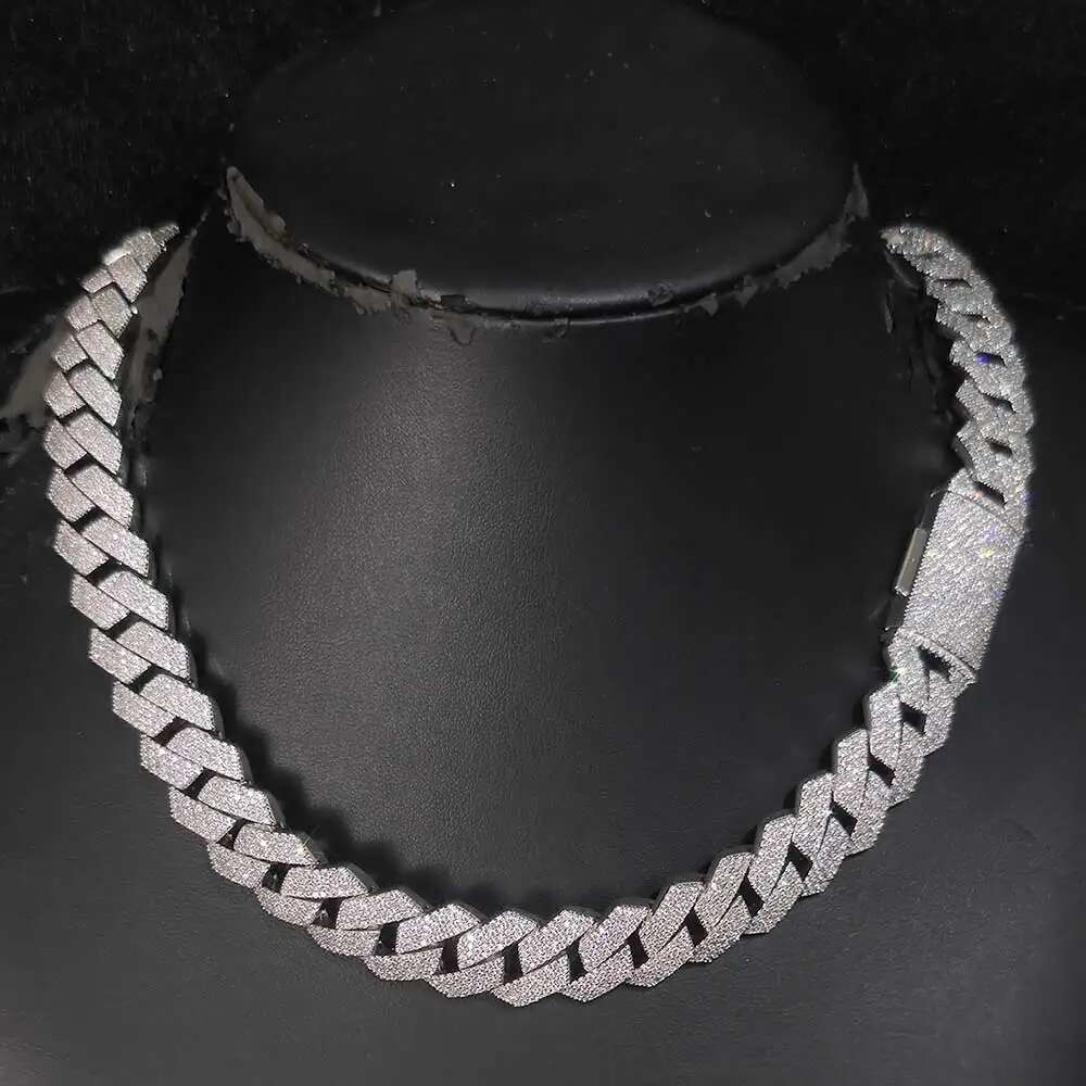 HHIOK Hip Hop Men's 15mm 4Rows Dia Chain Sier/Gold Plated Cuban k Iced Out Bg Zircon Necklace Jewelry