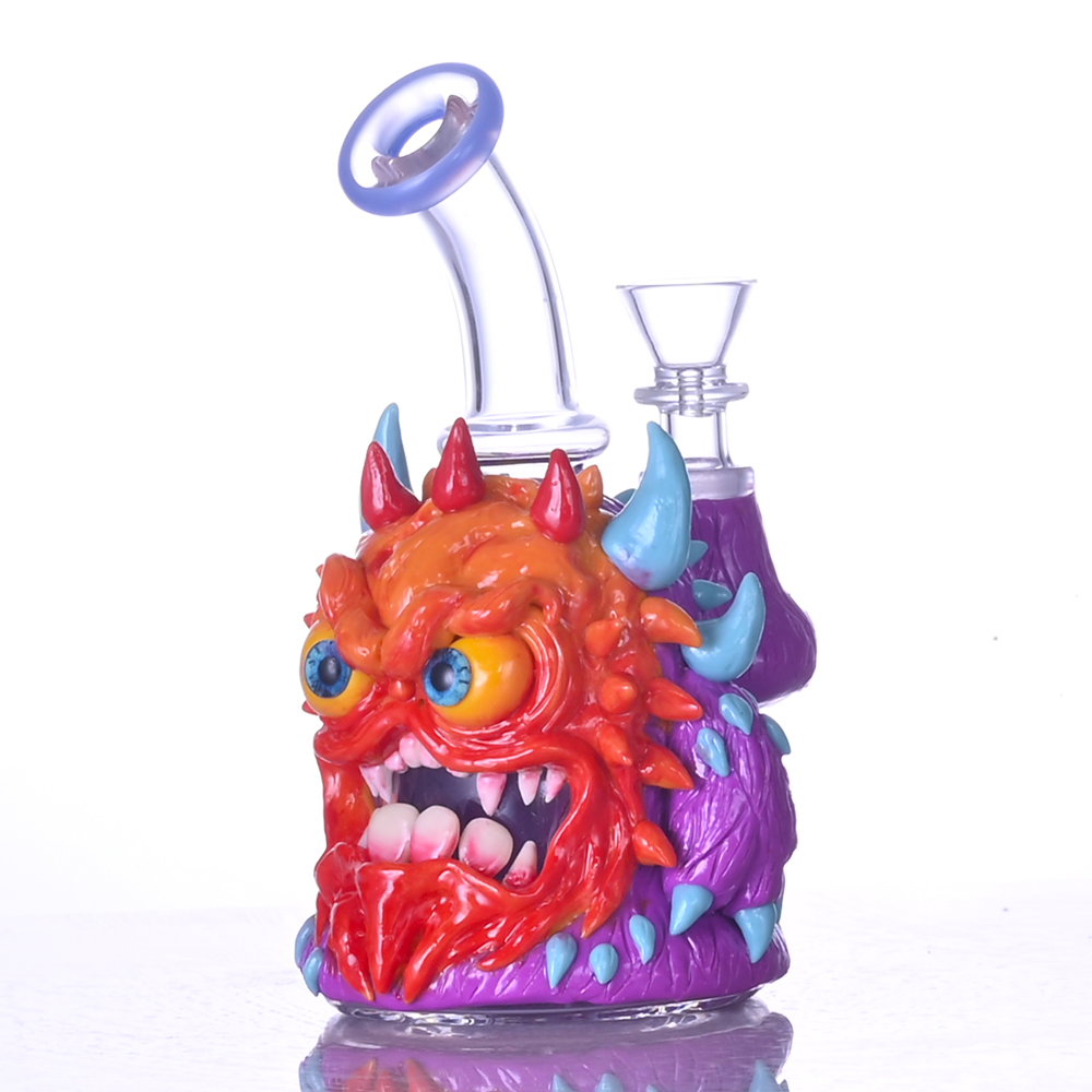 Glass Bong With Cute Monster,Monster Bong,Borosilicate Glass Water Pipe,Glass Hookah,Hand Painted,Home Decorations,HippiesGlass,6.2in