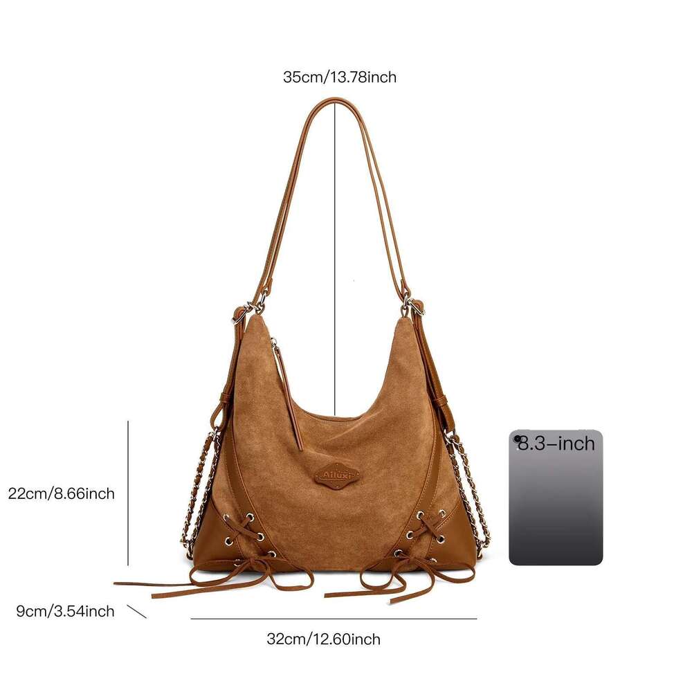 AII Vintage Suede Tote Bag Large Capacity Original Designer Maillard Backpack Multifunctional Fashion Handbag Christmas Gift