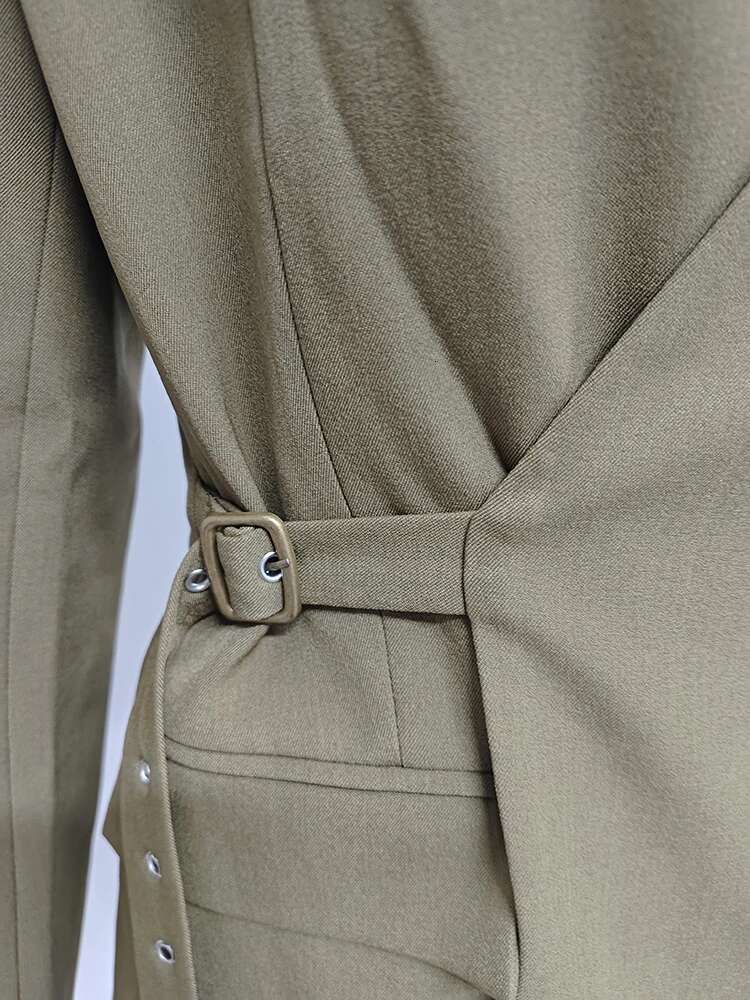DEAT Fashion Women's Blazer V-Neck Deconstruction Chicken Eye Retractable Waist Long Sleeve Suit Jackets Autumn 2025 New 1Dh7482