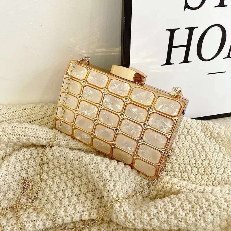 Fashion Acrylic Clutch Evening Female Designer Mini Square High Grade Quality Trend Chic Exquisite Messenger Bag