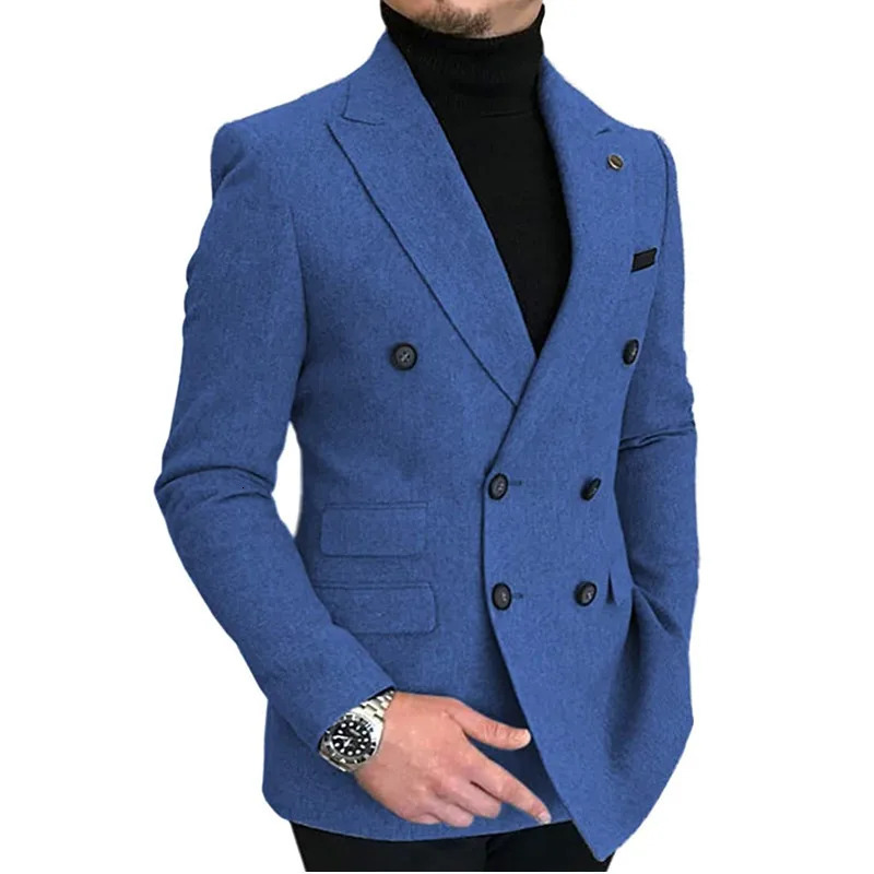 1 Piece Mens Suit DoubleBreasted Notch Lapel Tweed Wool Blazer Regular Fit Jackets For Wedding 250225