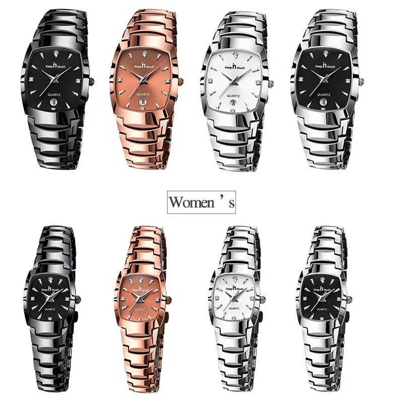 Fashion Men Women es Couple Items For rs Stainless Steel Quartz Date Clock Casual Busin Style His Hers SetsXJ250304