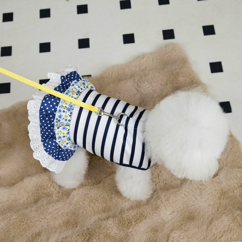 Lovely Stripe Dog Cotton Dress High Quality Dog Clothes Wholesale Spring Summer Pet Skirt