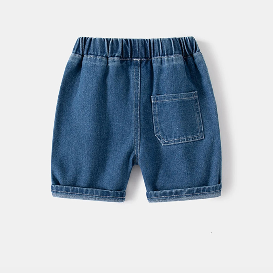 Boys Summer Jean Shorts Solid Color Fashion Trendy Cropped Pants Kids Denim Elastic Waist Casual childrens Short 250303