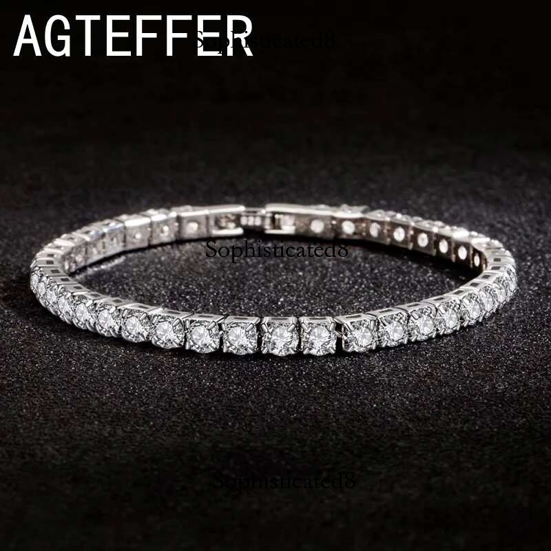 S Sterg Sier Bracelet Zirconia Tennis Ball Women Fashion Simple Engagement Wedding Charm Jewelry 4mm 16-20cm