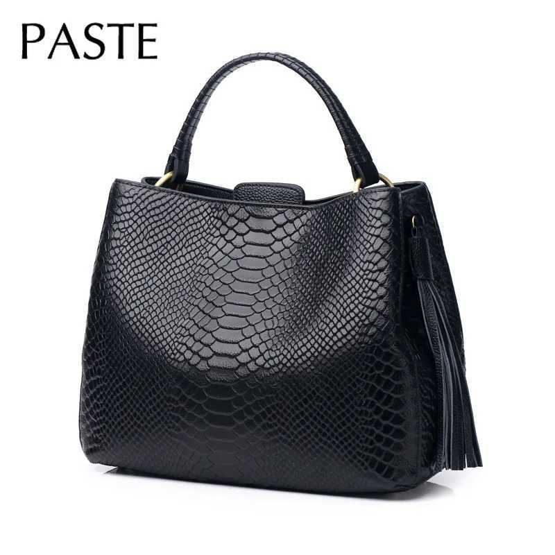 New Serpentine Pattern Cow Leather Fashion Bucket Bag Burgundy Red Luxury Womens Handbag Festive Day Ladies Shoulder Bag Z250303