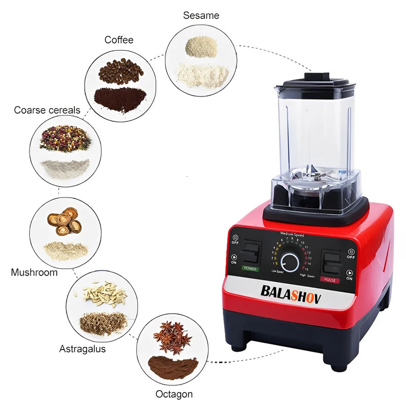 2000W Heavy Duty Commercial Blender Stationary Mixer Food Processor Ice Smoothies for Kitchen High Power Juicer BPA Free 250303