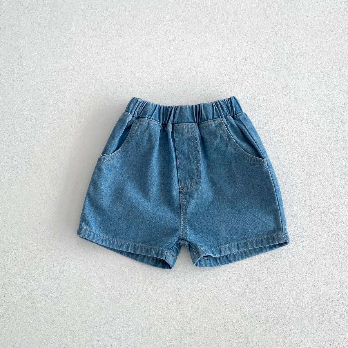 Summer Kids Denim Shorts Solid Toddler Boy Short Jeans Fashion Girl Cotton Mid Pants Loose Kid Casual Short Trouser 250304