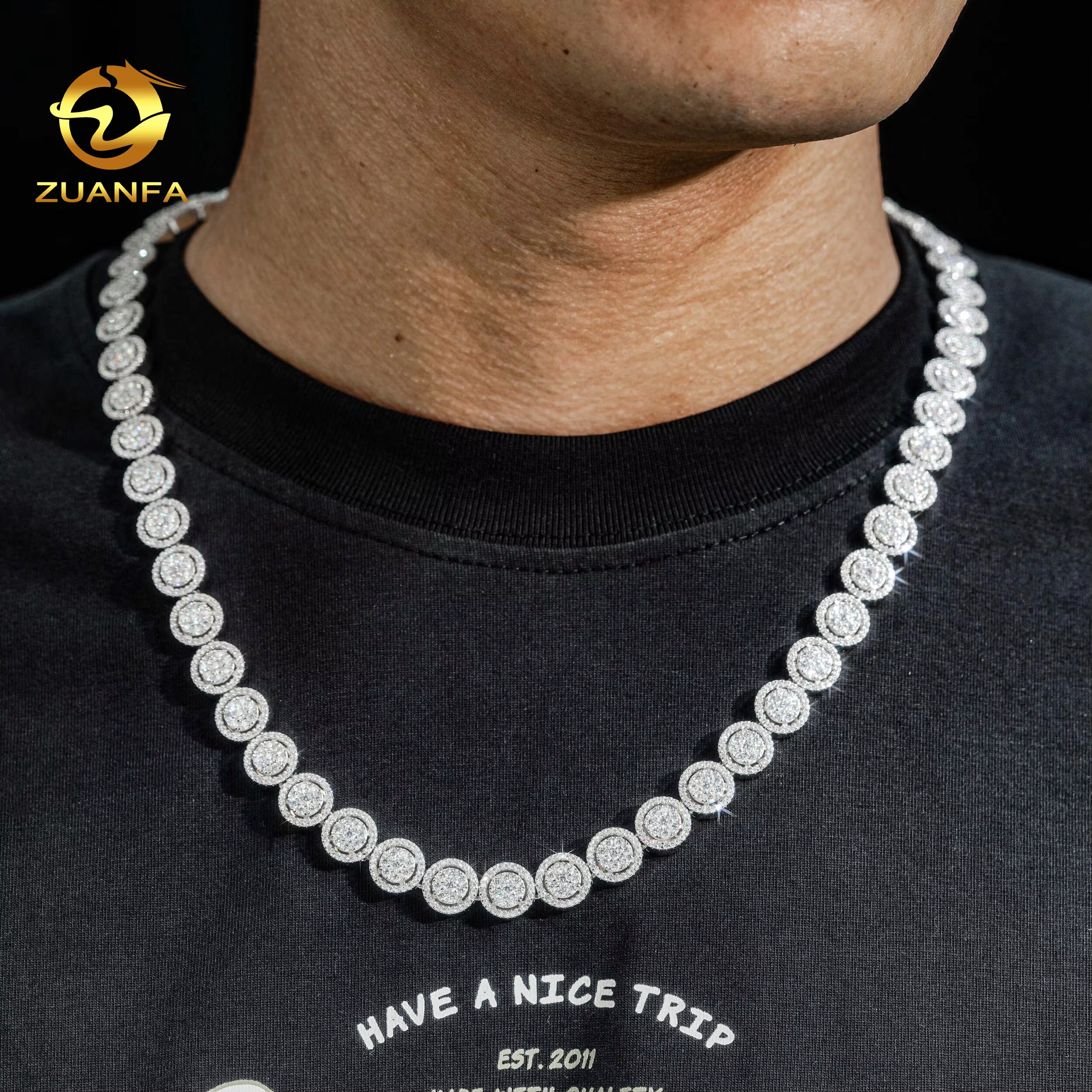 Fine Sterg Sier S Hip Hop Iced Out Vvs Moissanite Dia Jewelry Necklace Tennis Chain