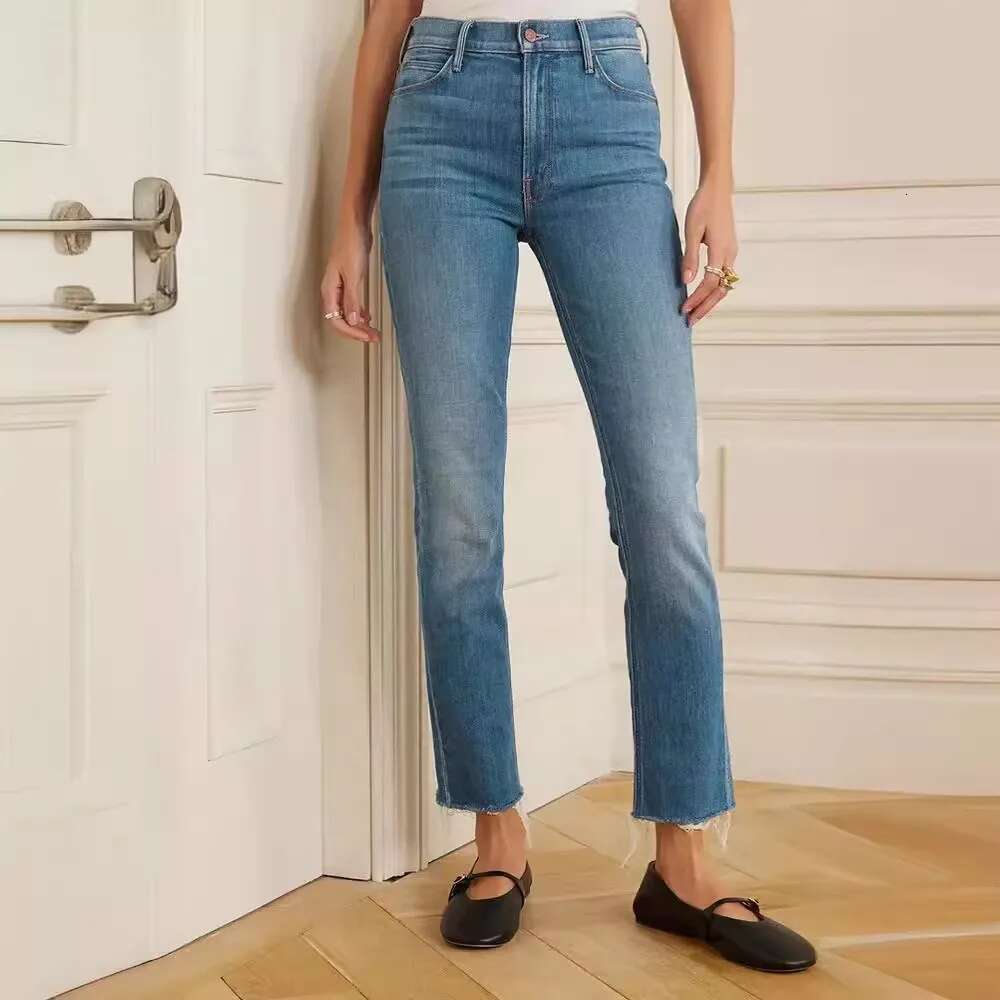 High Waist Women Straight Jeans Casual Wild Slim Fit Fashion Lady Skinny Denim Elastic Pants Trousers