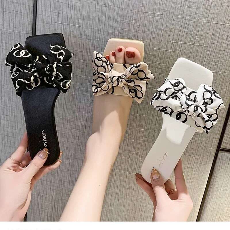Shoe 2025 Fashion Women Bow Summer Sandals Slipper Indoor Outdoor Flip-ps Beach Shoes Female Slippers
