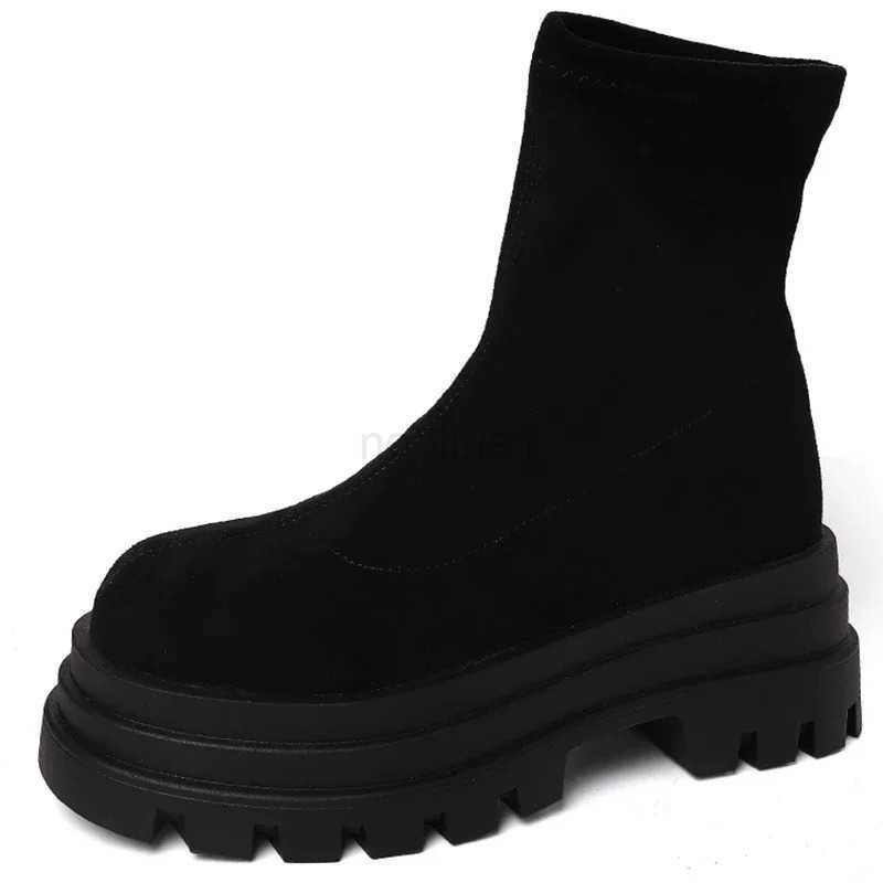 Vintage Winter Wen Ankle Boots Fion Slip On Knight Long Booties Platform Square H Botas De Mujer Z250304