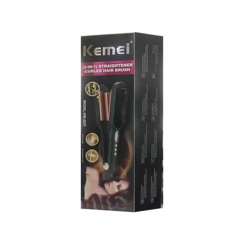 Curling Irons Kemei km-2237 2-in-1 Wet Dry Abs Material 160 C Constant Temperature Straight Hair Brush z250304