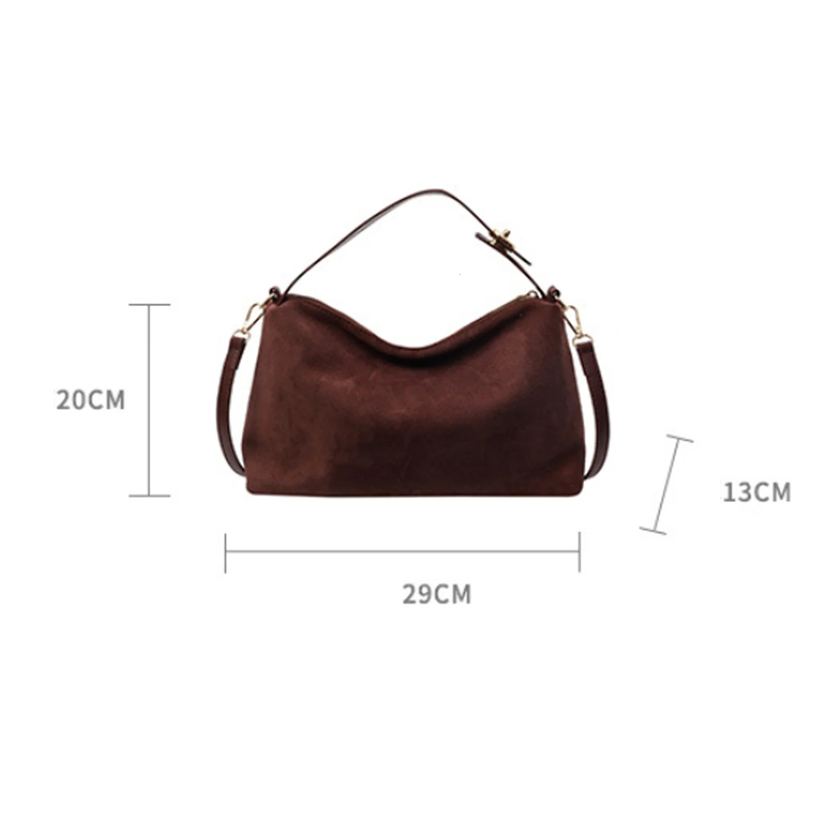 Fashionable Zipper Suede Simple Shoulder and Cross Body Bag Solid High Quality Womens Handbag Classic Edition 250303