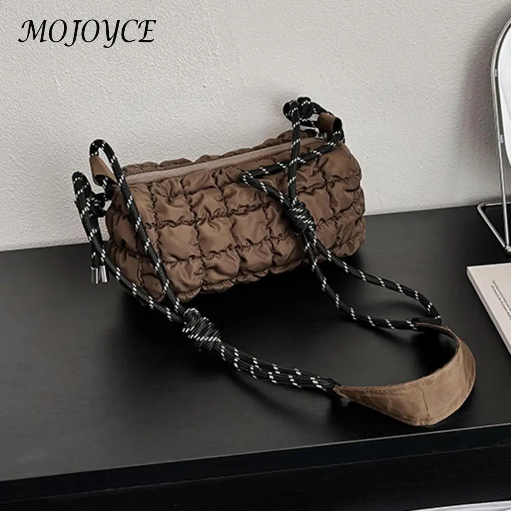 Stylish Women Quilted Cloud Bag with Braided Rope Strap Spacious Padded Crossbody Bag for Daily Use 250303