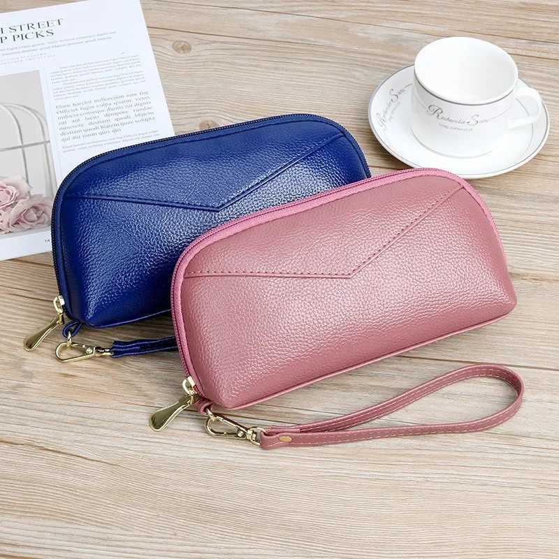 Leather wallet womens red/blue/pink/black zipper bag womens PU leather long wallet fashion phone bag luxury handbag Z250303