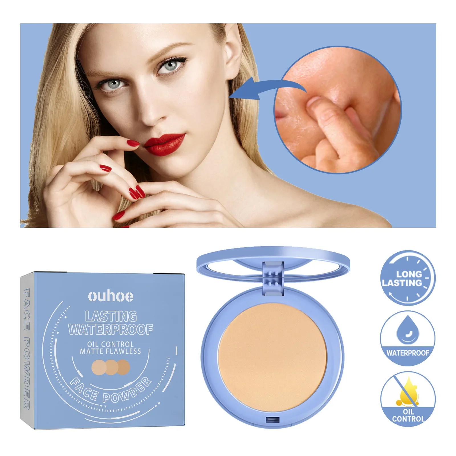 Setting Pressed Powder Invisible Pores Blemishes Waterproof Oil Control Matte Long Lasting Whitening Concealer Powder Cosmetics 250224