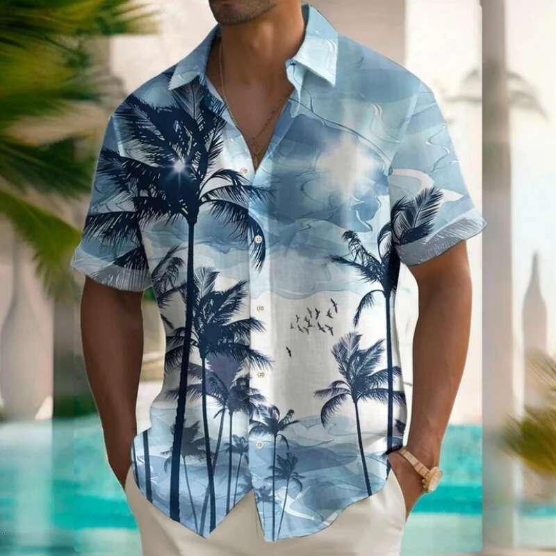 Hawaii Beach 2025 Men's Designer Shirt 3D Printed Summer Daily Casual Short Sleeve Shirt Men's Loose Breathable Oversized Beach Clothing