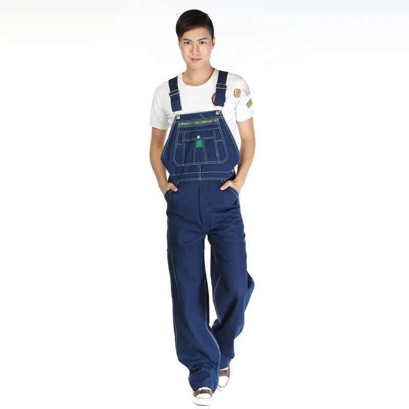 Denim Overalls Jumpsuit Large Strap Straight Pants Blue Jeans Men's Plus Size Work Clothes More Sizes 30-48 50