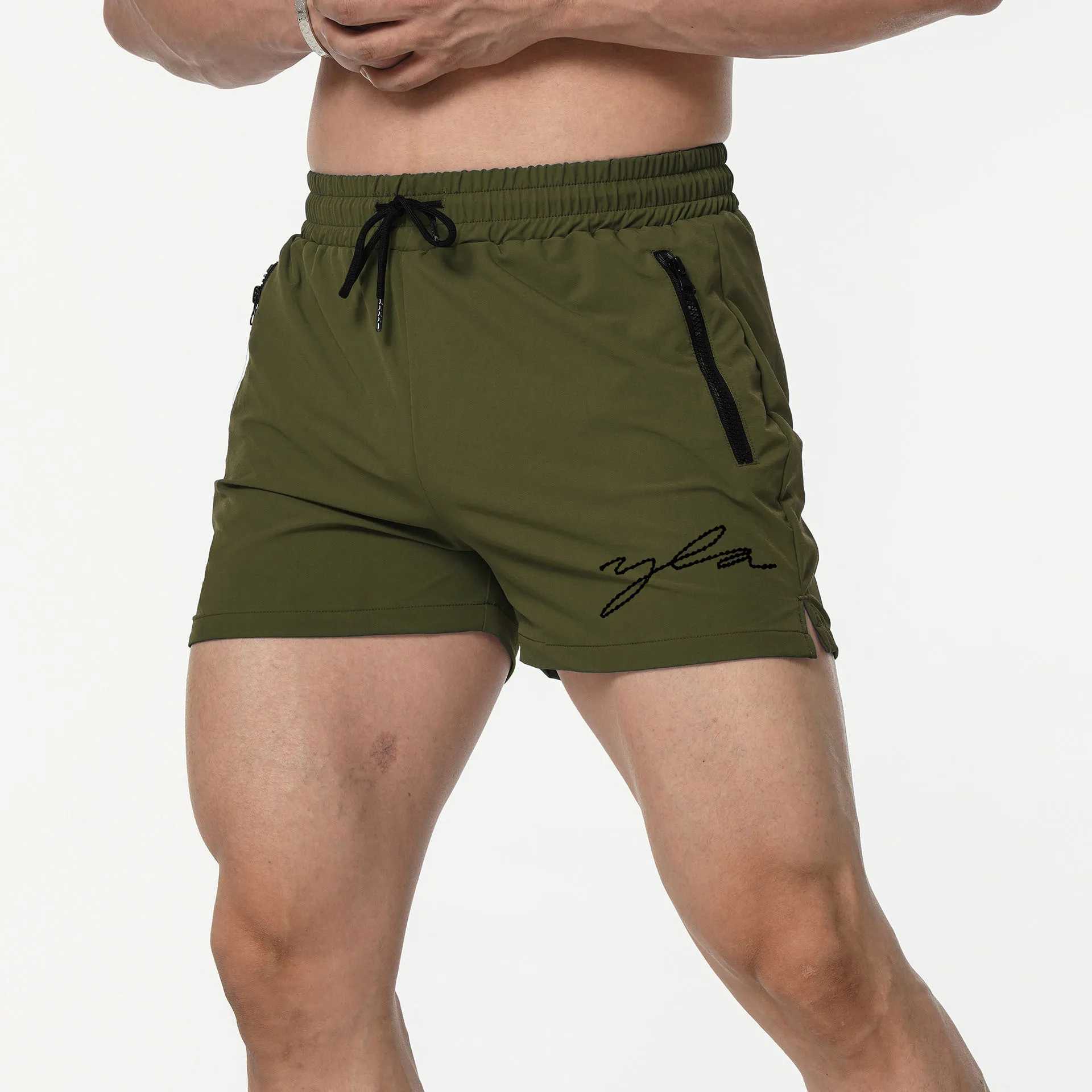 Sports Quick Drying Stretch Breathable Shorts Summer Outdoor Fitness Mid-waist Male Adult No Lining Three Minute ShortsT250304